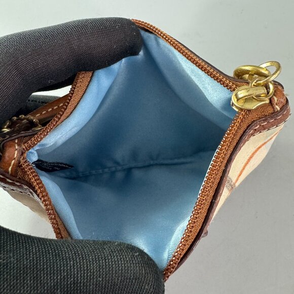 Coach Tattersall Wristlet 40990 Plaid Metallic handle Metal tag charm cream - Picture 11 of 15